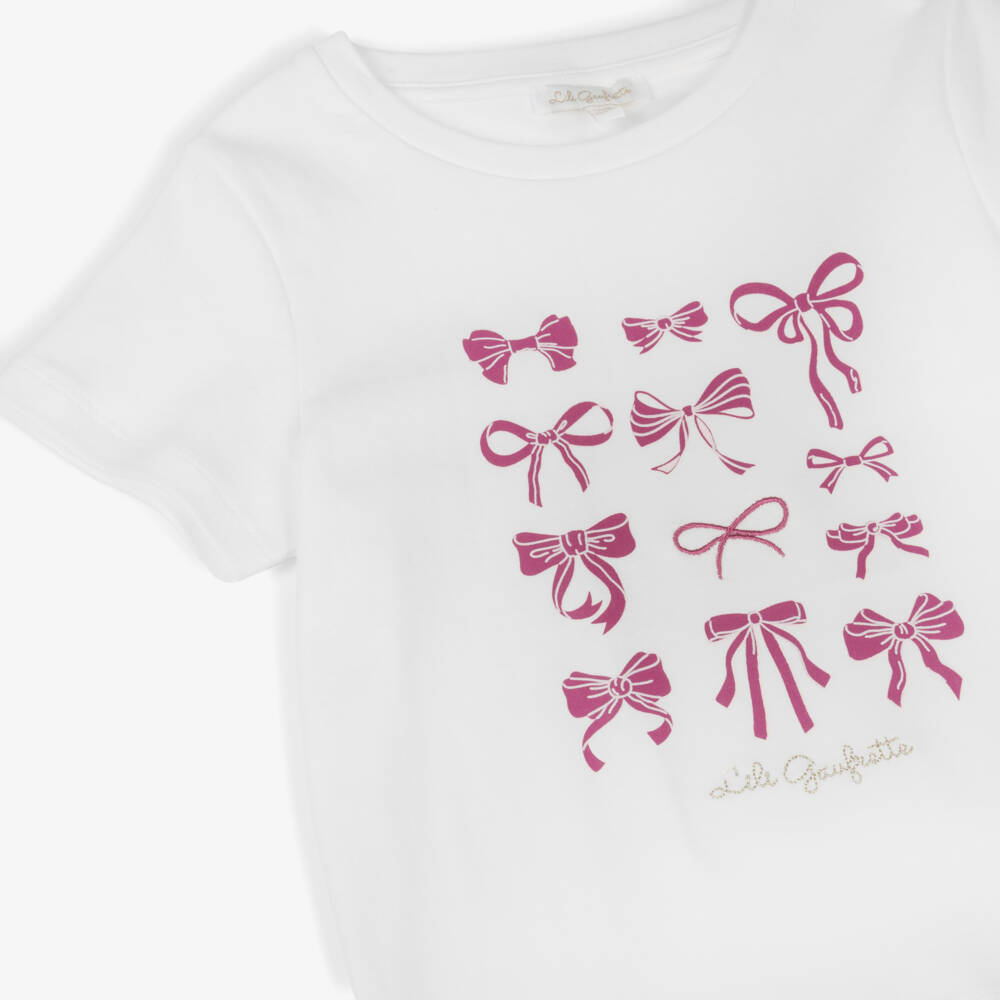 Lili Gaufrette Bow Tee-Shirt and Pink Chiffon Skirt Set In Stock Now