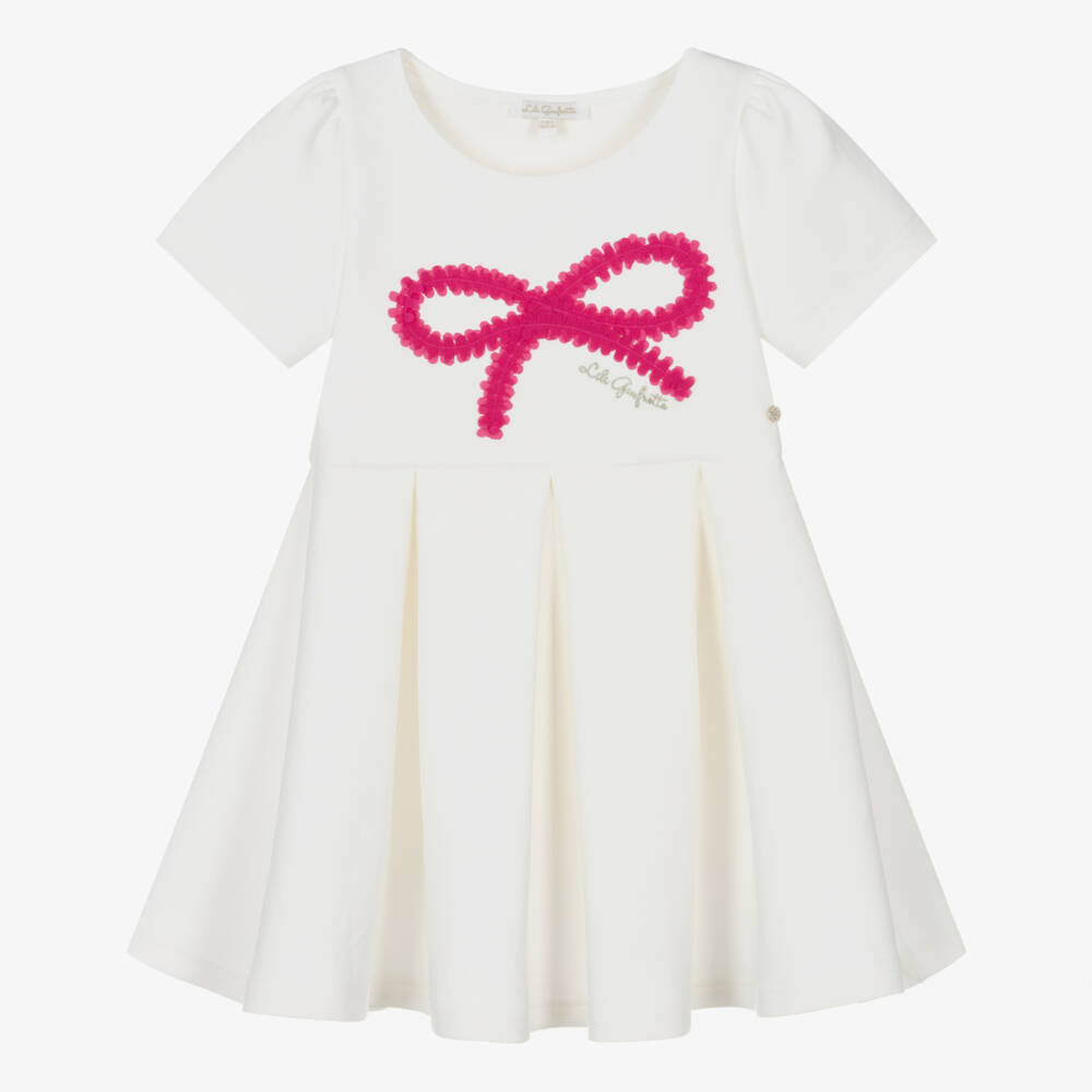 lili gaufrette pink dress Lili Gaufrette - Girls Pink Scuba Jersey Sweatshirt Dress with Ballerinas